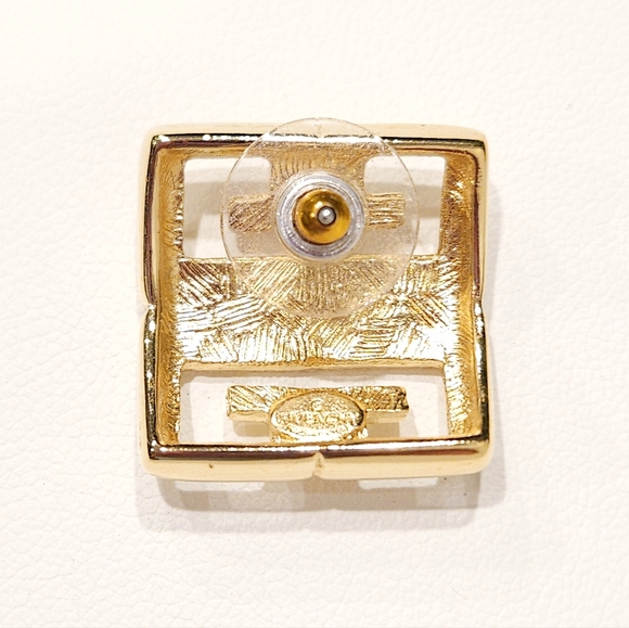 Givenchy Logo Vintage NWT Stud Earrings Gold Tone Chunky 80s Givenchy 4G Logo - Picture 12 of 15